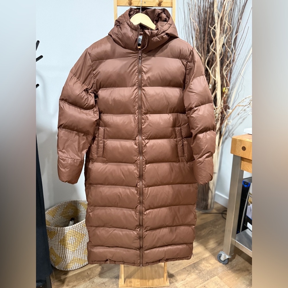 Women's Deep Brown Hooded Puffer Coat
